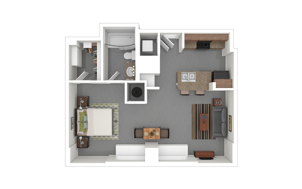 Studio Tower Studio 1 Bath Floorplan