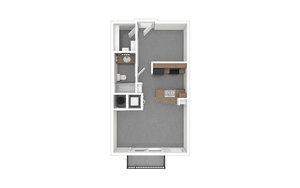 A2 1 Bed 1 Bath Floorplan