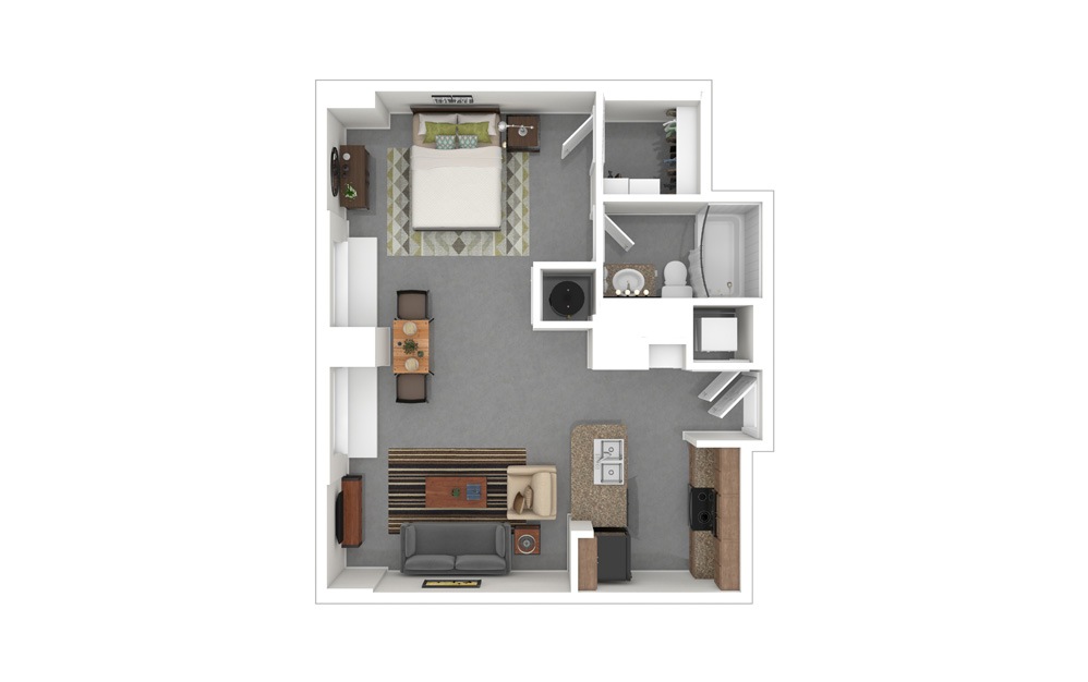 A3 Studio 1 Bath Floorplan