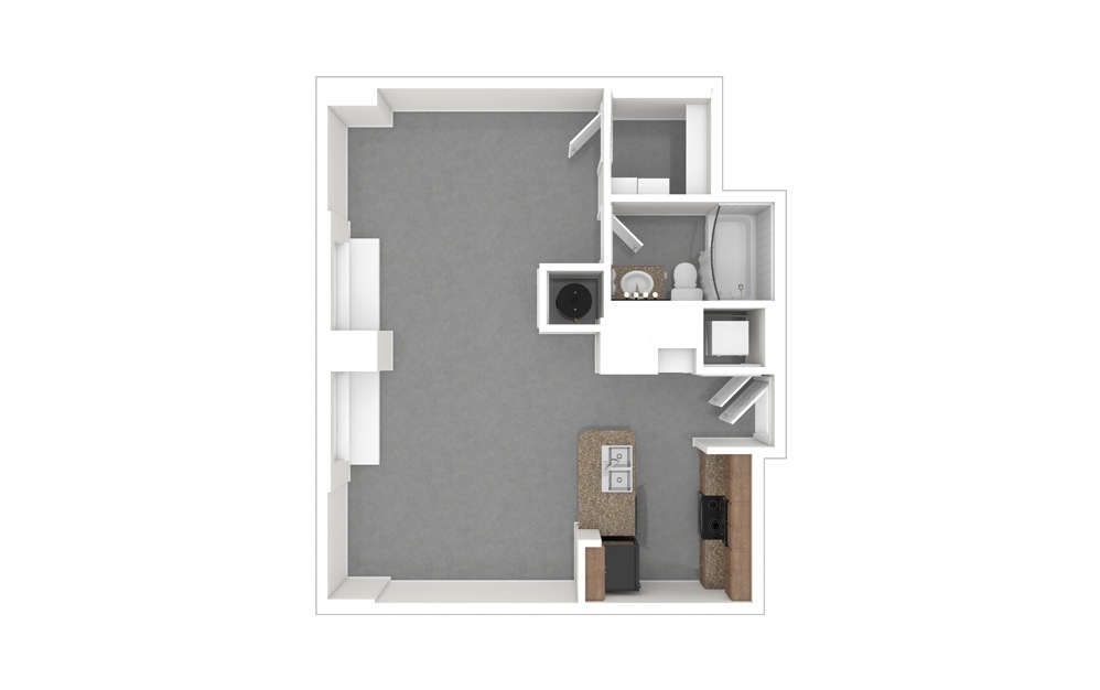 A3 Studio 1 Bath Floorplan