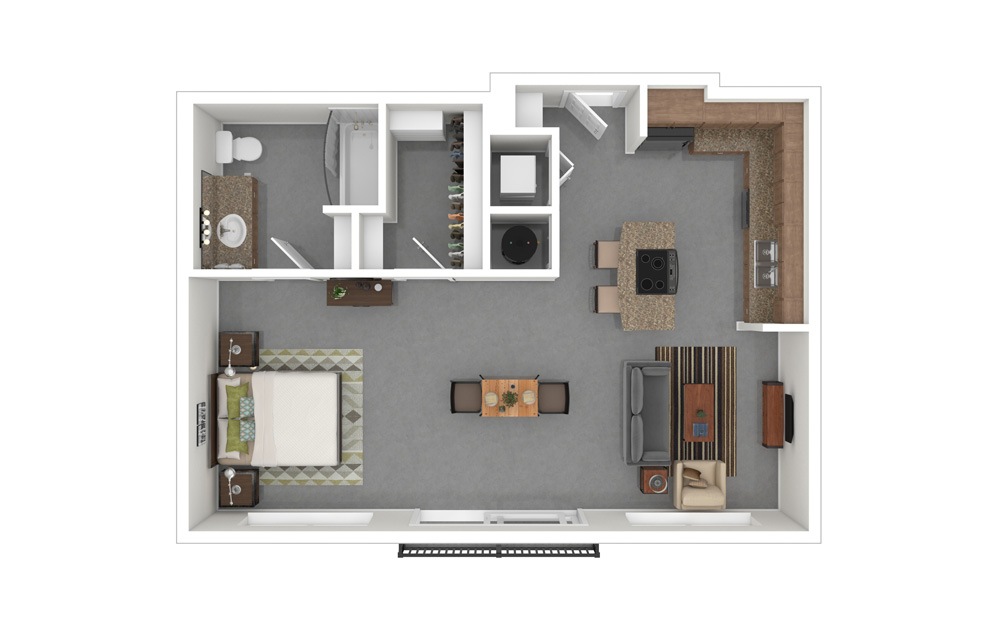 A4 Studio 1 Bath Floorplan