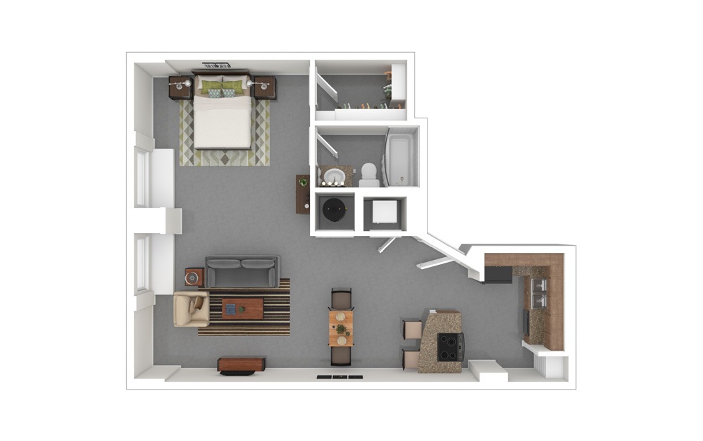 A5T Studio 1 Bath Floorplan