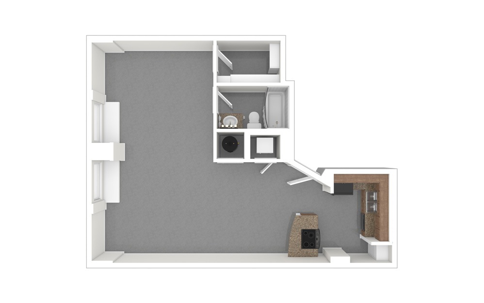 A5T Studio 1 Bath Floorplan