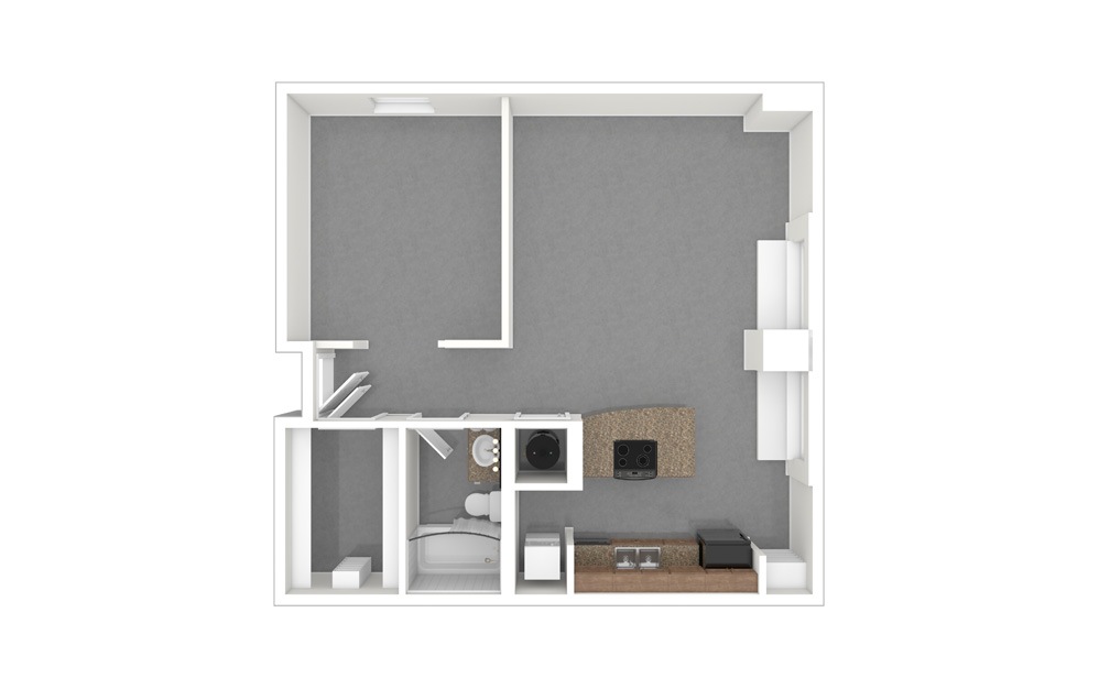 A6T 1 Bed 1 Bath Floorplan