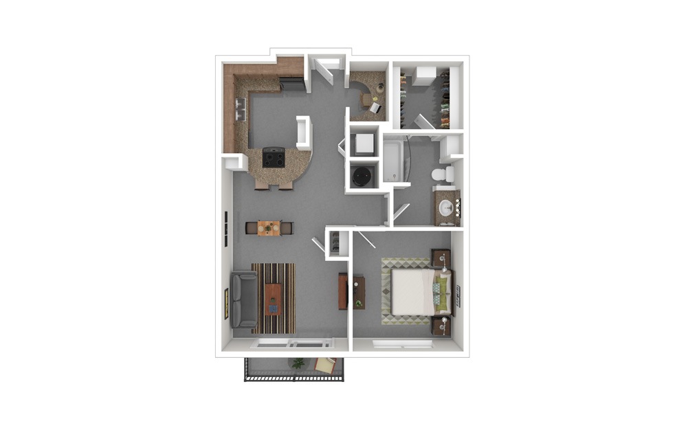 A7 1 Bed 1 Bath Floorplan