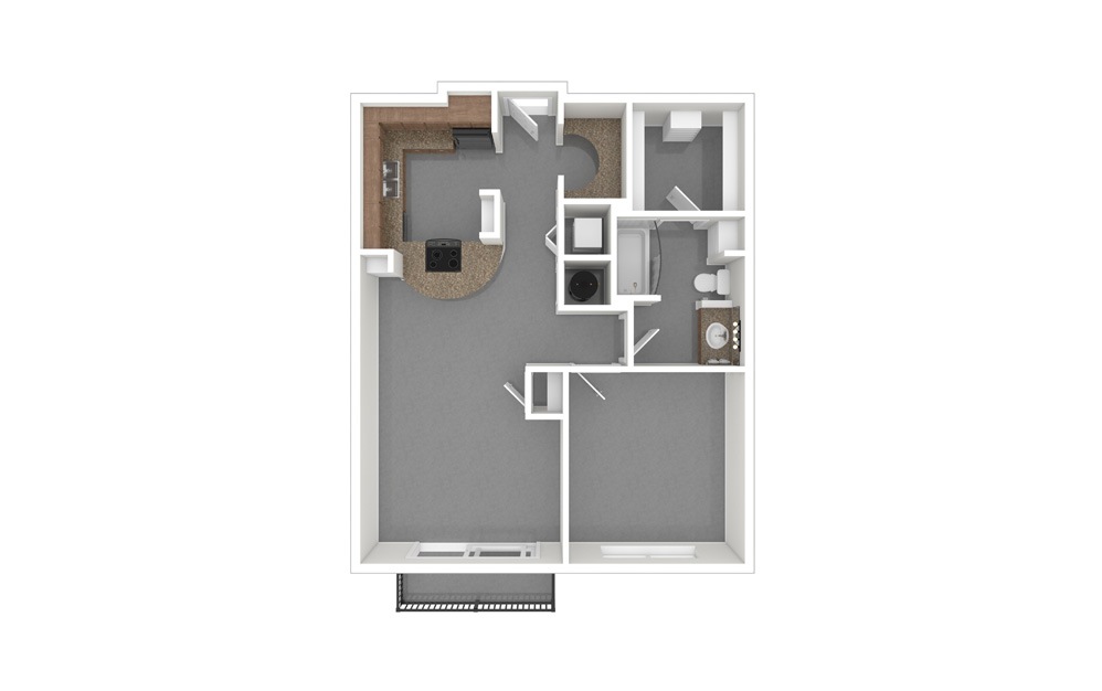 A7 1 Bed 1 Bath Floorplan