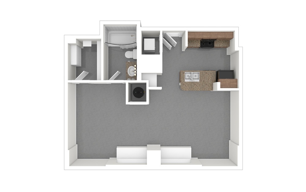 Studio Tower Studio 1 Bath Floorplan