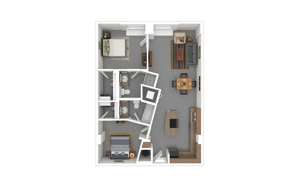 B2T 2 Bed 2 Bath Floorplan