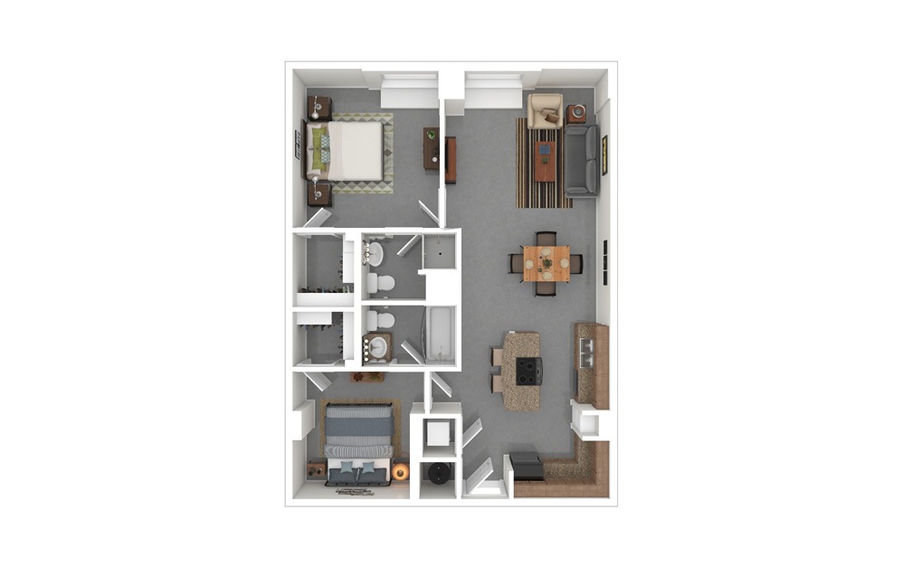 B3T 2 Bed 2 Bath Floorplan