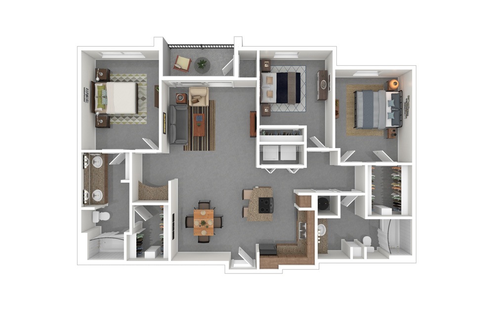 C1 3 Bed 2 Bath Floorplan