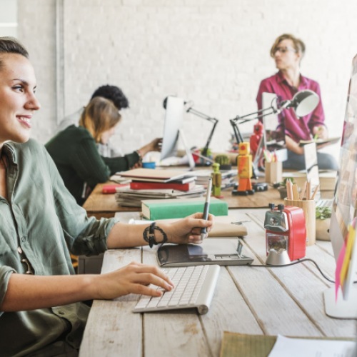 Resident Study Area and Work Pods at Hermann Park Lofts